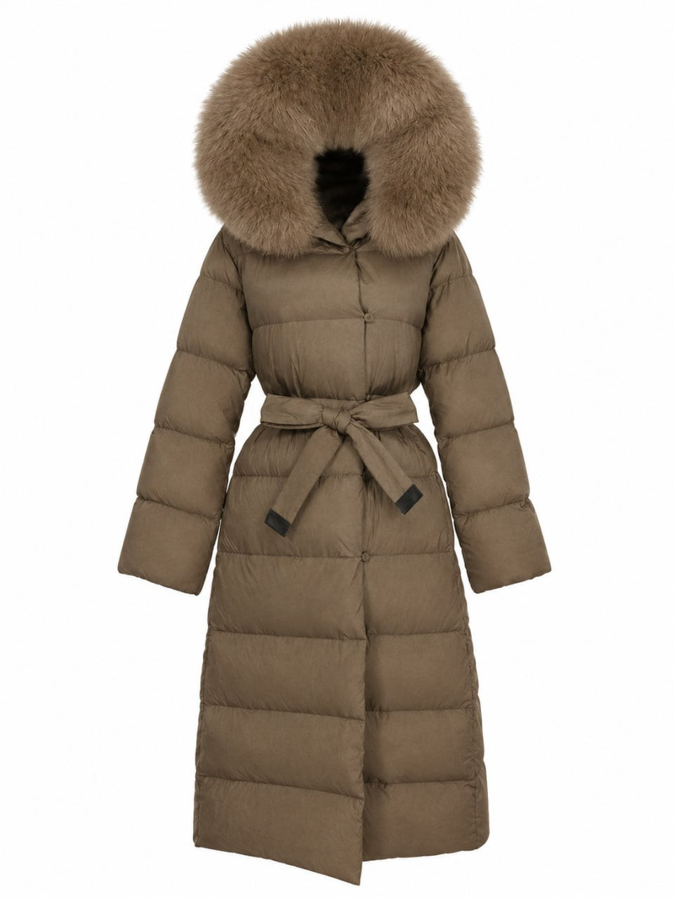 The Luxe Taupe Puffer Coat